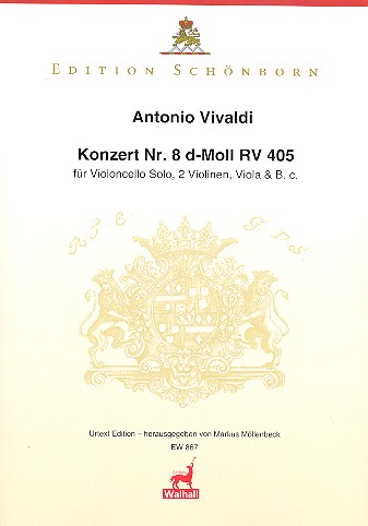 Konzert d-Moll Nr.8 RV405&nbsp;&nbsp;für Violoncello solo, 2 Violinen, Viola und Bc&nbsp;&nbsp;Partitur