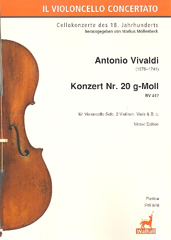 Konzert g-Moll Nr.20 RV417&nbsp;&nbsp;für Violoncello solo, 2 Violinen, Viola und Bc&nbsp;&nbsp;Partitur
