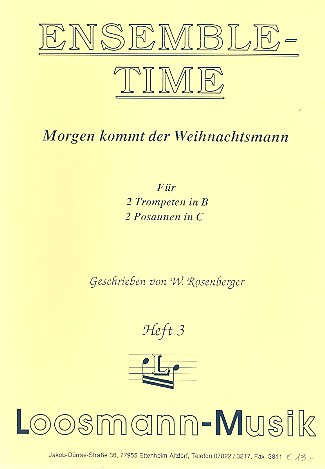 Variationen über Morgen kommt der Weihnachtsmann&nbsp;&nbsp;für 2 Trompeten und 2 Posaunen&nbsp;&nbsp;Partitur und Stimmen