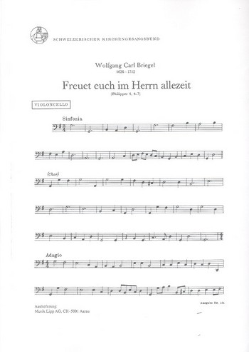 Freuet euch im Herrn allezeit  für gem Chor, 2 Violinen und Bc  Violoncello