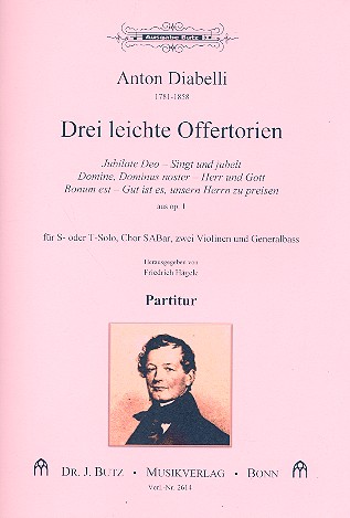 3 leichte Offertorien op.1  für Sopran (Tenor), gem Chor (SAM), 2 Violinen und Bc  Partitur (la/dt)
