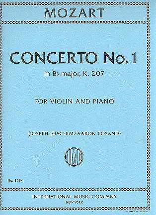 Concerto in Bb Major no.1 KV207&nbsp;&nbsp;for Violin and Orchestra&nbsp;&nbsp;for violin and piano