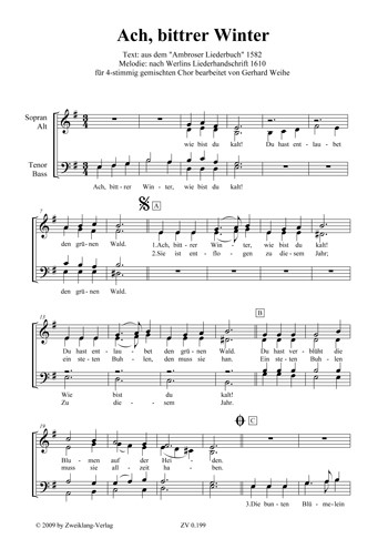 Ach bittrer Winter  für gem Chor a cappella  Partitur