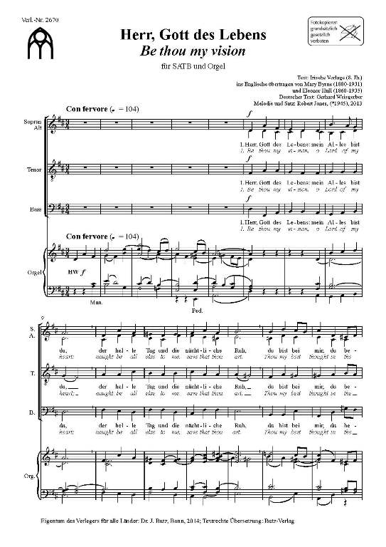 Herr Gott des Lebens&nbsp;&nbsp;für gem Chor und Orgel&nbsp;&nbsp;Partitur (dt/en)