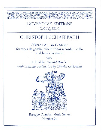 Sonate C-Dur Nr.1 für Viola da gamba,  Violine (Tenorblockflöte), Violoncello und Bc  Partitur und Stimmen (Bc ausgesetzt)