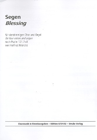 Segen&nbsp;&nbsp;für gem Chor und Orgel&nbsp;&nbsp;Partitur (dt/en)
