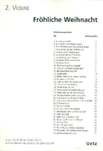 Fröhliche Weihnacht&nbsp;&nbsp;für Streichquartett (Streichorchester)&nbsp;&nbsp;Violine 2