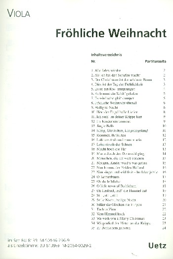 Fröhliche Weihnacht&nbsp;&nbsp;für Streichquartett (Streichorchester)&nbsp;&nbsp;Viola