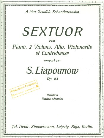 Sextett b-Moll op.63  für 2 Violinen, Viola, Violoncello und Klavier  Stimmen,  Archivkopie