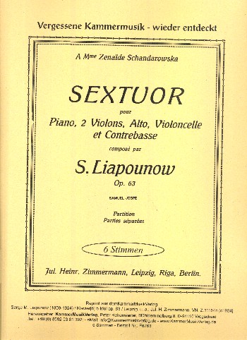 Sextett b-Moll op.63  für 2 Violinen, Viola, Violoncello und Klavier  Partitur