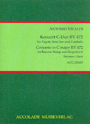 Konzert C-Dur RV472&nbsp;&nbsp;für Fagott, Streichorchester und Cembalo&nbsp;&nbsp;Stimmensatz (3-3-2-3-Cembalo)