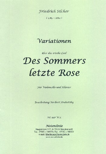 Variationen über das irische Lied 'Des Sommers letzte Rose'&nbsp;&nbsp;für Violoncello und Klavier&nbsp;&nbsp;
