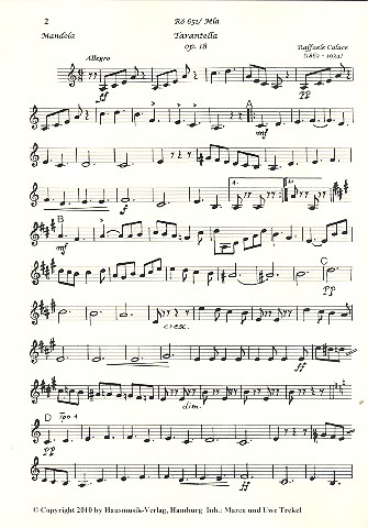 Tarantella op.18  für Zupforchester  Mandola