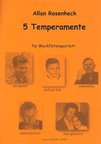 5 Temperamente  für 4 Blockflöten (SATB)  Partitur