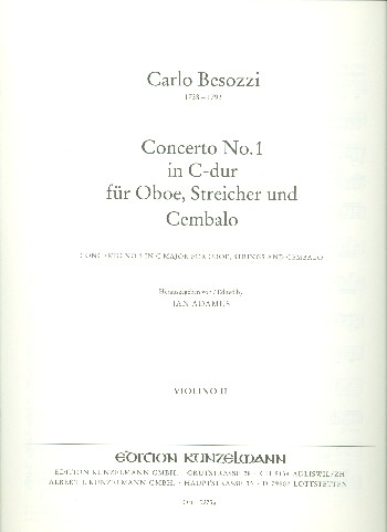 Konzert C-Dur Nr.1  für Oboe, Streicher und Cembalo  Violine 2