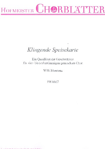 Klingende Speisekarte&nbsp;&nbsp;für gem Chor (SAATBB) a cappella&nbsp;&nbsp;Partitur