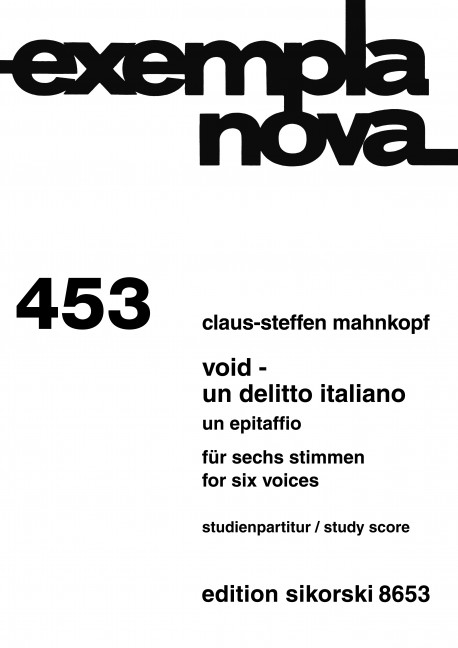Void - Un delitto italiano&nbsp;&nbsp;für 6 Stimmen&nbsp;&nbsp;Studienpartitur