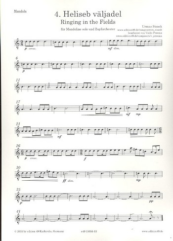 Ringing in the Fields&nbsp;&nbsp;für Mandoline und Zupforchester&nbsp;&nbsp;Mandola