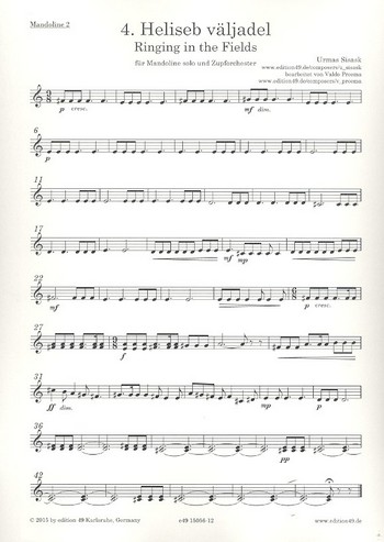 Ringing in the Fields&nbsp;&nbsp;für Mandoline und Zupforchester&nbsp;&nbsp;Mandoline 2