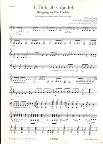 Ringing in the Fields&nbsp;&nbsp;für Melodieinstrument und Zupforchester&nbsp;&nbsp;Gitarre