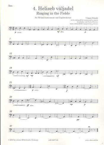 Ringing in the Fields&nbsp;&nbsp;für Melodieinstrument und Zupforchester&nbsp;&nbsp;Bass