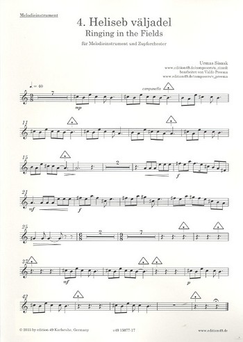 Ringing in the Fields&nbsp;&nbsp;für Melodieinstrument und Zupforchester&nbsp;&nbsp;Melodieinstrument