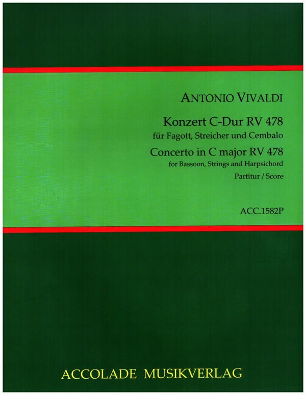 Konzert C-Dur Nr.3 RV478&nbsp;&nbsp;für Fagott, Streichorchester und Cembalo&nbsp;&nbsp;Partitur