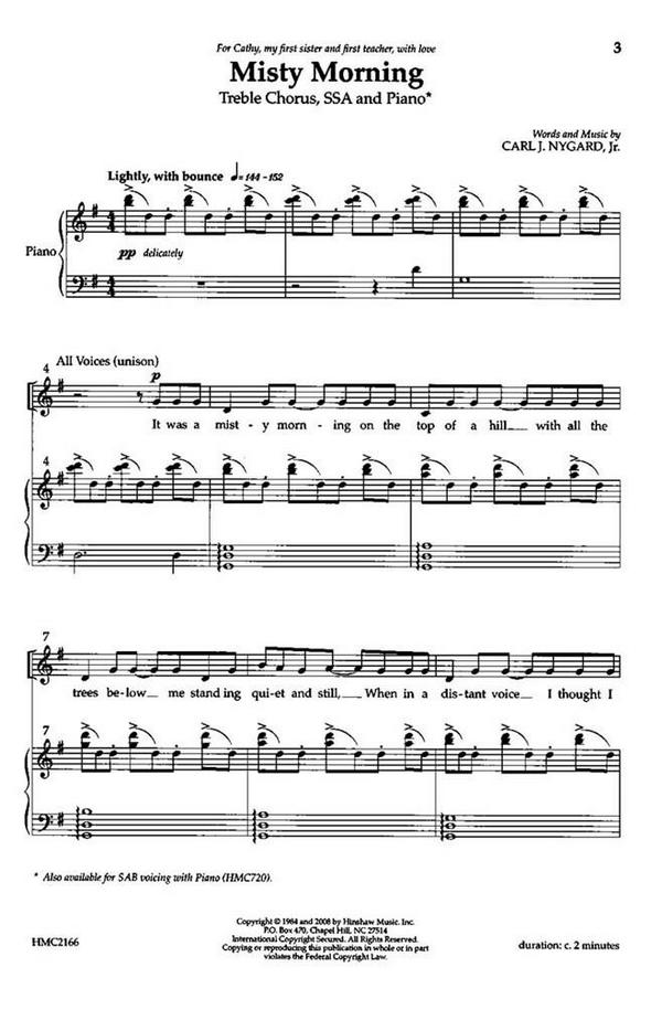 A misty Morning  for female chorus and piano  score