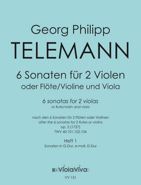6 Sonaten op.2 Band 1 (Nr.1-3)&nbsp;&nbsp;für 2 Violen (Flöte/Violine und Viola)&nbsp;&nbsp;4 Spielpartituren
