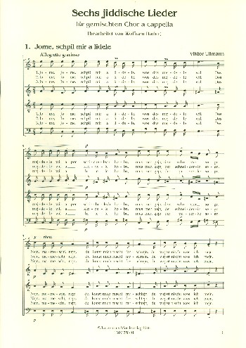 6 jiddische Lieder  für gem Chor a cappella  Chorpartitur