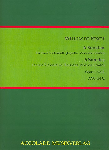 6 Sonaten op.1 Band 1 (Nr.1-3)  für 2 Violoncelli (Fagotte/Viole da gamba) oder Soloinstrument und Bc  2 Spielpartituren