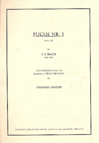 Fuge g-Moll BWV578  für 4 Hörner  Partitur und Stimmen