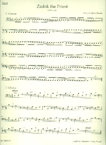 Zadok the Priest HWV258&nbsp;&nbsp;für gem Chor und Orchester&nbsp;&nbsp;Violoncello/Kontrabass