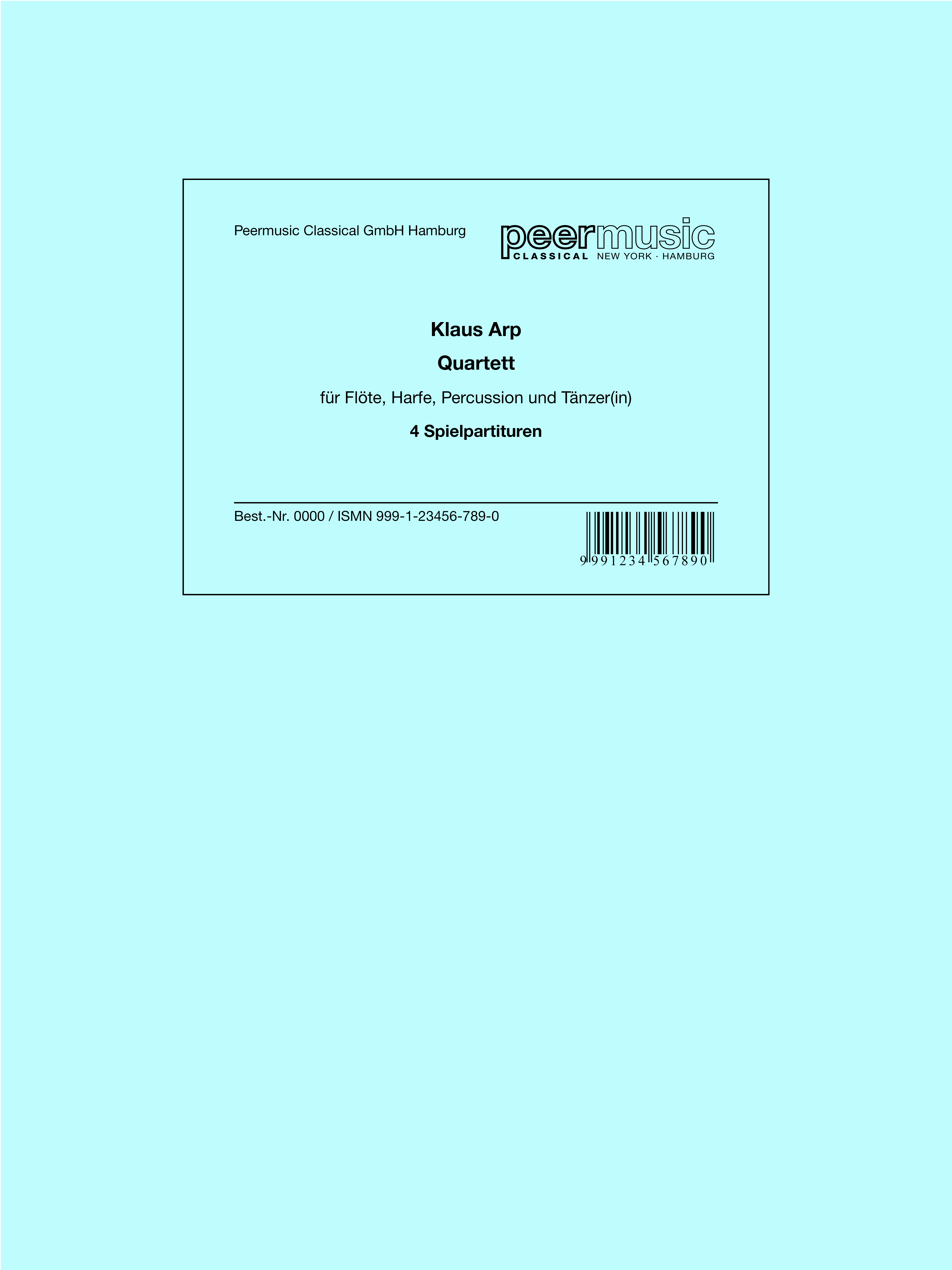 Quartett für Flöte, Harfe, Percussion  und Tänzer(in)  4 Spielpartituren