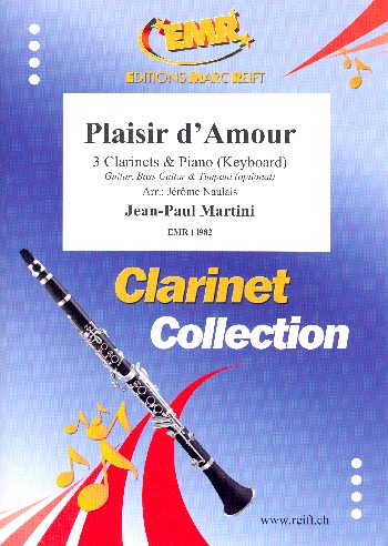 Plaisir d'amour  for 3 clarinets and piano (keyboard) (rhythm group ad lib)  score and parts