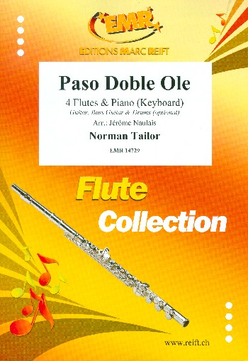 Paso doble olé&nbsp;&nbsp;for 4 flutes and piano (keyboard) (rhythm group ad lib)&nbsp;&nbsp;score and parts