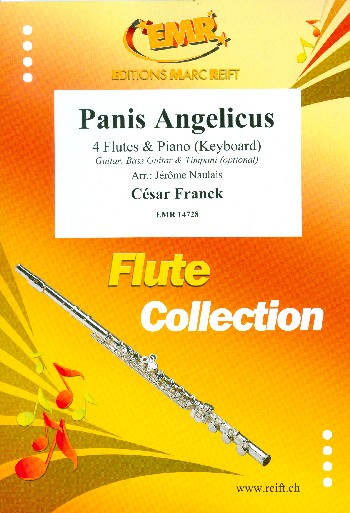 Panis angelicus  for 4 flutes and piano (keyboard) (rhythm group ad lib)  score and parts