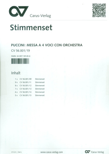 Messa di Gloria&nbsp;&nbsp;für Soli, gem Chor und Orchester&nbsp;&nbsp;Stimmensatz (Streicher 9-8-7-6-5)