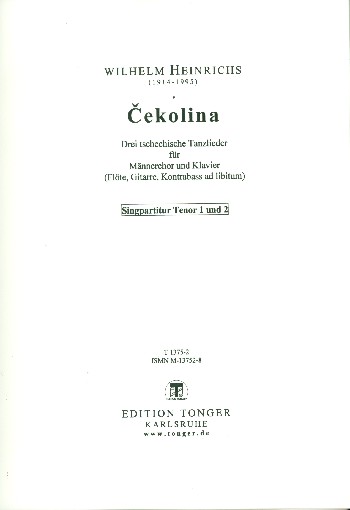 Cekolina  für Männerchor und Klavier (Instrumente ad lib)  Tenor 1/2