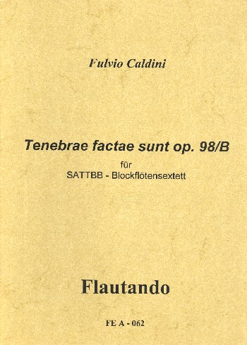 Tenebrae factae sunt op.98b&nbsp;&nbsp;für 6 Blockflöten (SATTBB)&nbsp;&nbsp;Partitur und Stimmen