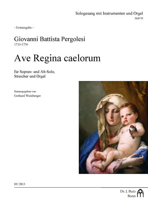 Ave regina caelorum  für Sopran, Alt, Streicher und Orgel  Partitur und Streicherstimmen (1-1-1-1)