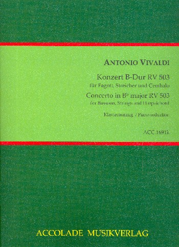 Konzert B-Dur RV503 &nbsp;&nbsp;für Fagott, Streichorchester und Cembalo&nbsp;&nbsp;Klavierauszug