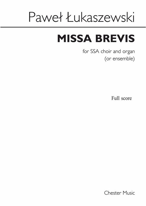 CH87043 Missa brevis  for female chorus and chamber orchestra  score