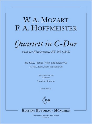 K055G Quartett C-Dur nach der Klaviersonate KV309&nbsp;&nbsp;für Flöte, Violine, Viola und Violoncello&nbsp;&nbsp;