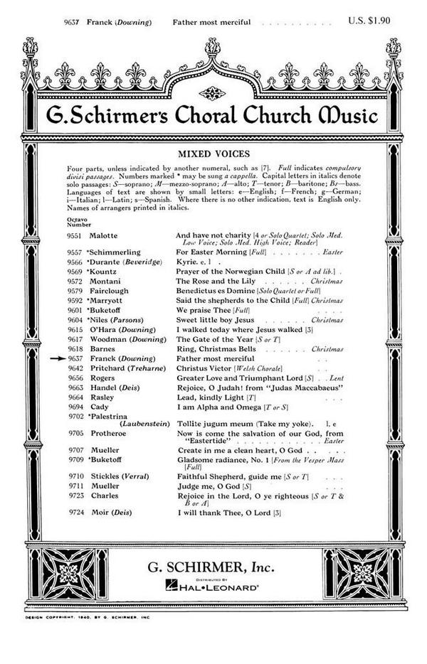 Panis angelicus    for mixed chorus and piano  choral score