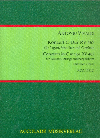 Konzert C-Dur RV467&nbsp;&nbsp;für Fagott, Streicher und Bc&nbsp;&nbsp;Stimmensatz (3-3-2-3-Cembalo)