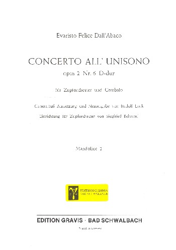 Concerto all unisono D-Dur op.2,6  für Cembalo und Zupforchester  Mandoline 2