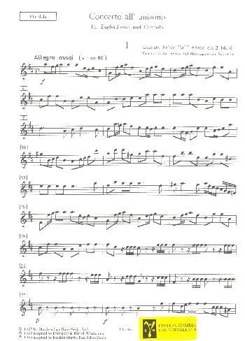Concerto all unisono D-Dur op.2,6  für Cembalo und Zupforchester  Mandola