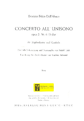 Concerto all unisono D-Dur op.2,6  für Cembalo und Zupforchester  Mandoloncello