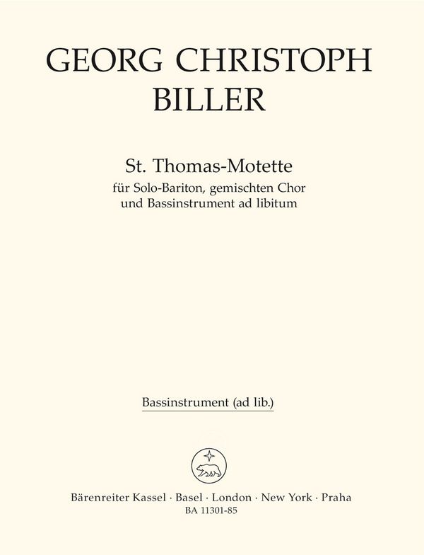 St. Thomas-Motette für Bariton&nbsp;&nbsp;und gem Chor a cappella (Bassinstrument ad lib)&nbsp;&nbsp;Bassinstrument